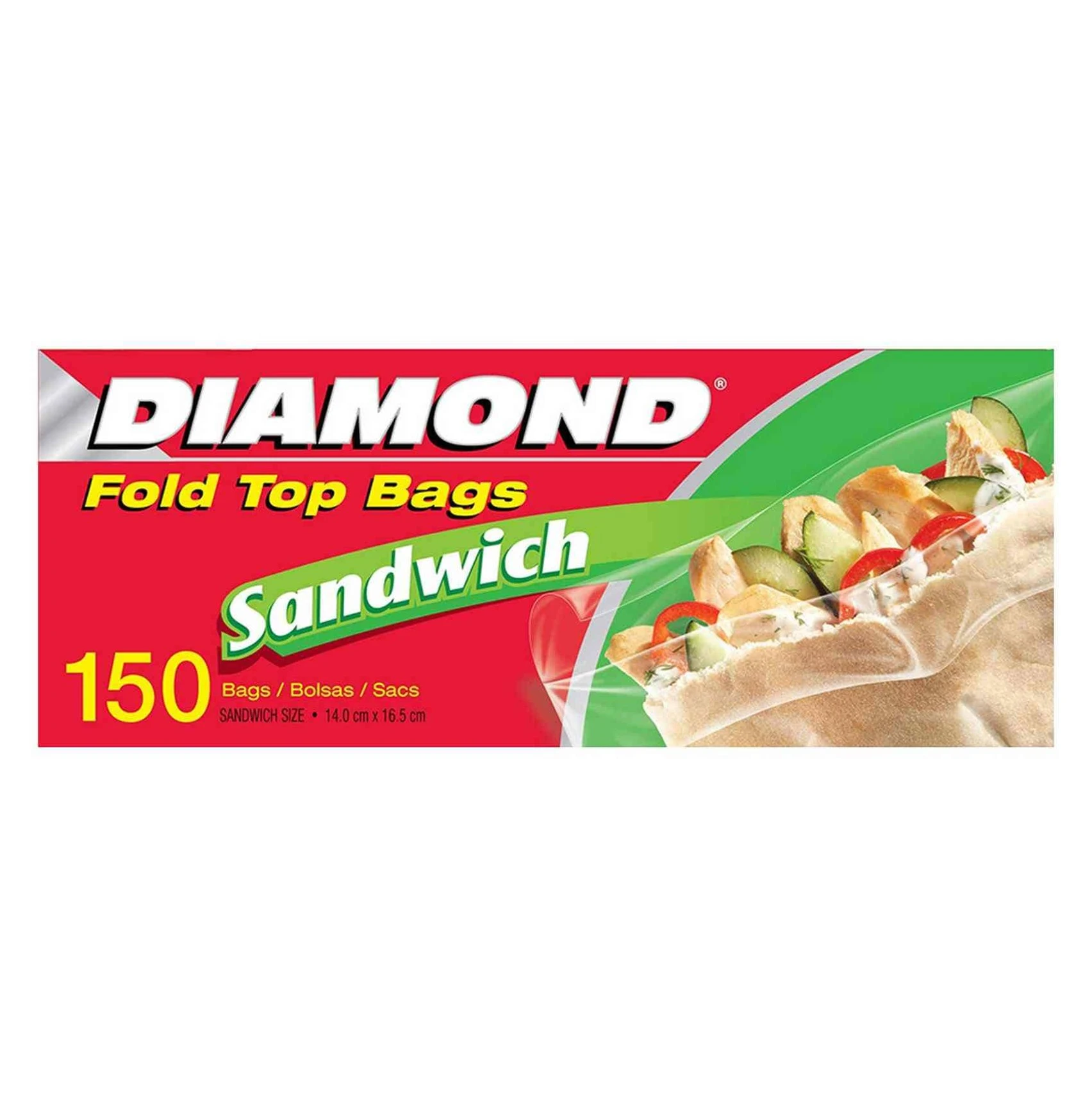 Diamond Sandwich Bags Fold Top 150 Pieces