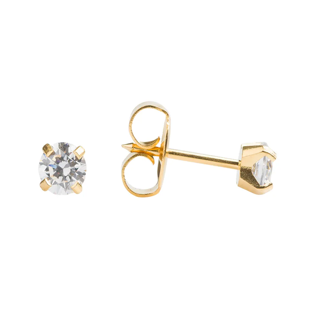 Studex Gold Plated Tiffany 4mm Cz- Earrings For Sensitive Ears - view 3