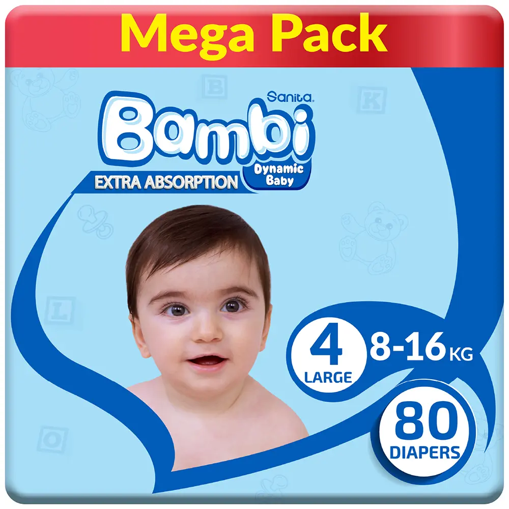 Sanita Bambi Baby Diapers Size 4 Mega Pack 80 Diapers - view 1
