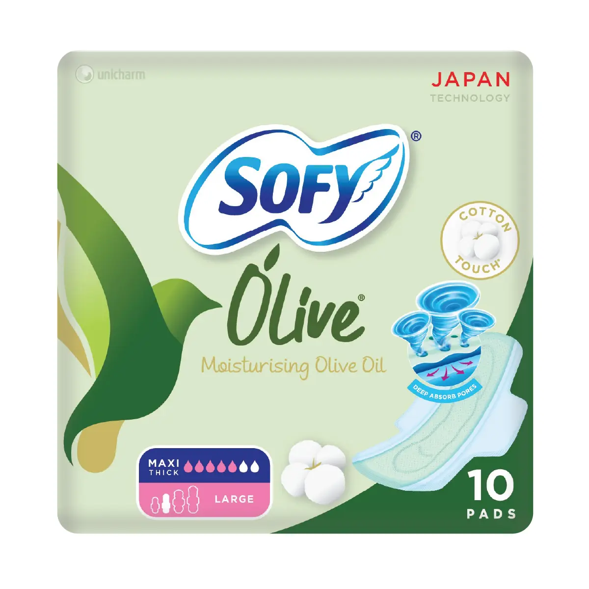 Sofy feminine pads with moisturizing olive oil Large 10 pads - view 1