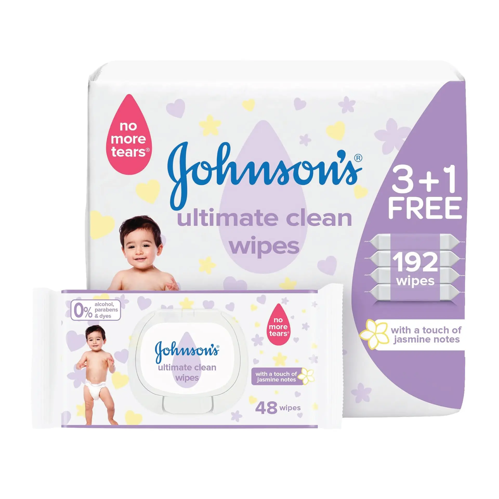 Johnson's Baby Wipes Ultimate Clean 192 Wipes Pack 3 pcs 1 free - view 1
