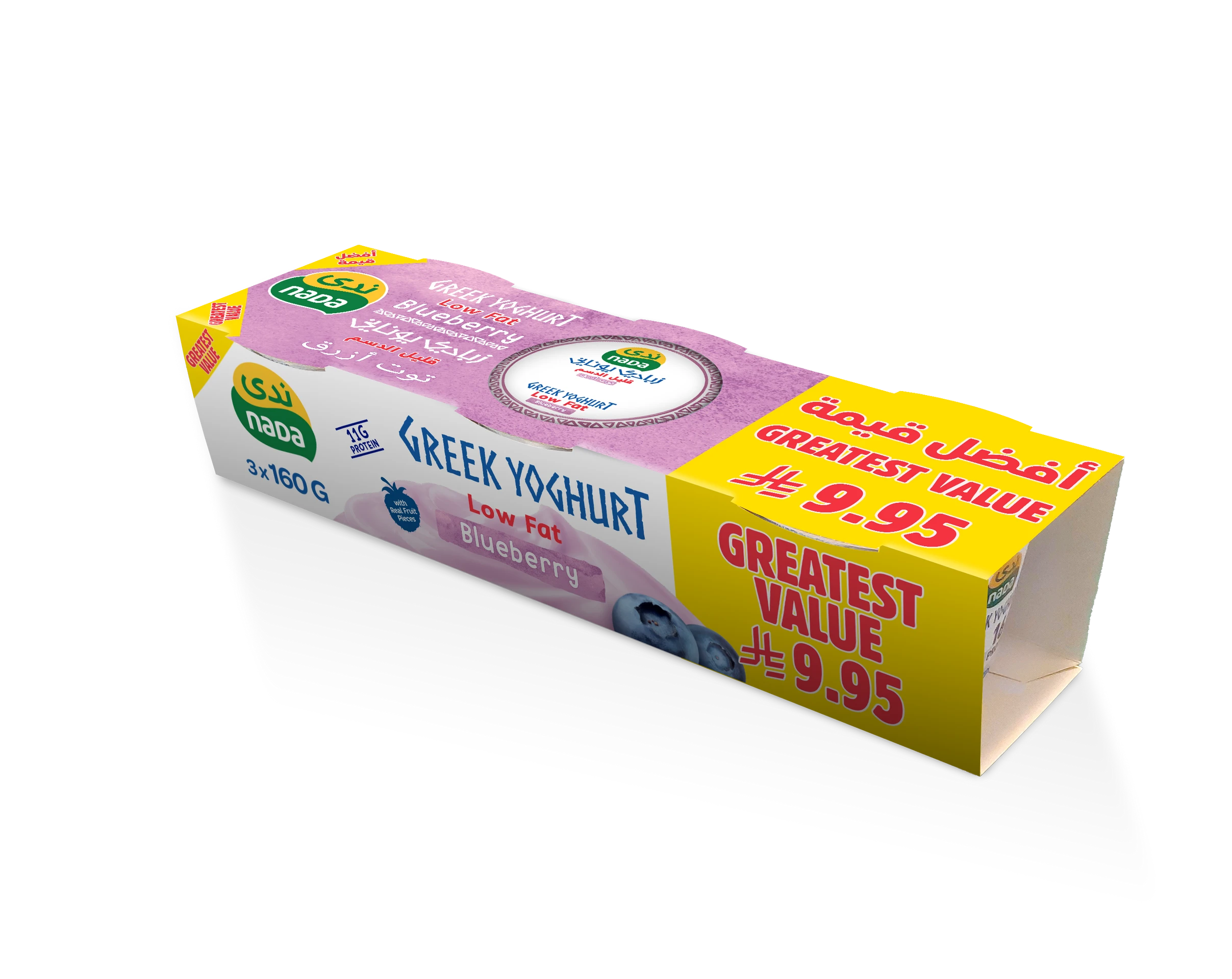 Nada Greek Yoghurt Low Fat Blueberry Promo Pack 160GmX3