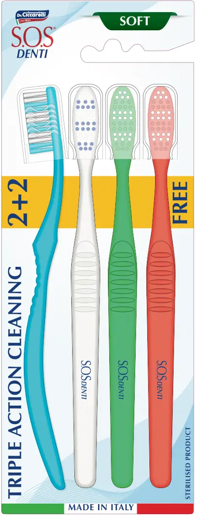 SOS Denti Toothbrush Triple Action Cleaning 2+2 Soft - view 3
