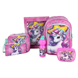 Royal Falcon 5 In 1 Star Unicorn 16" Backpack 5 Pcs