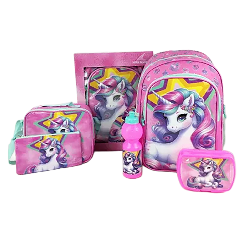 Royal Falcon 5 In 1 Star Unicorn 16" Backpack 5 Pcs