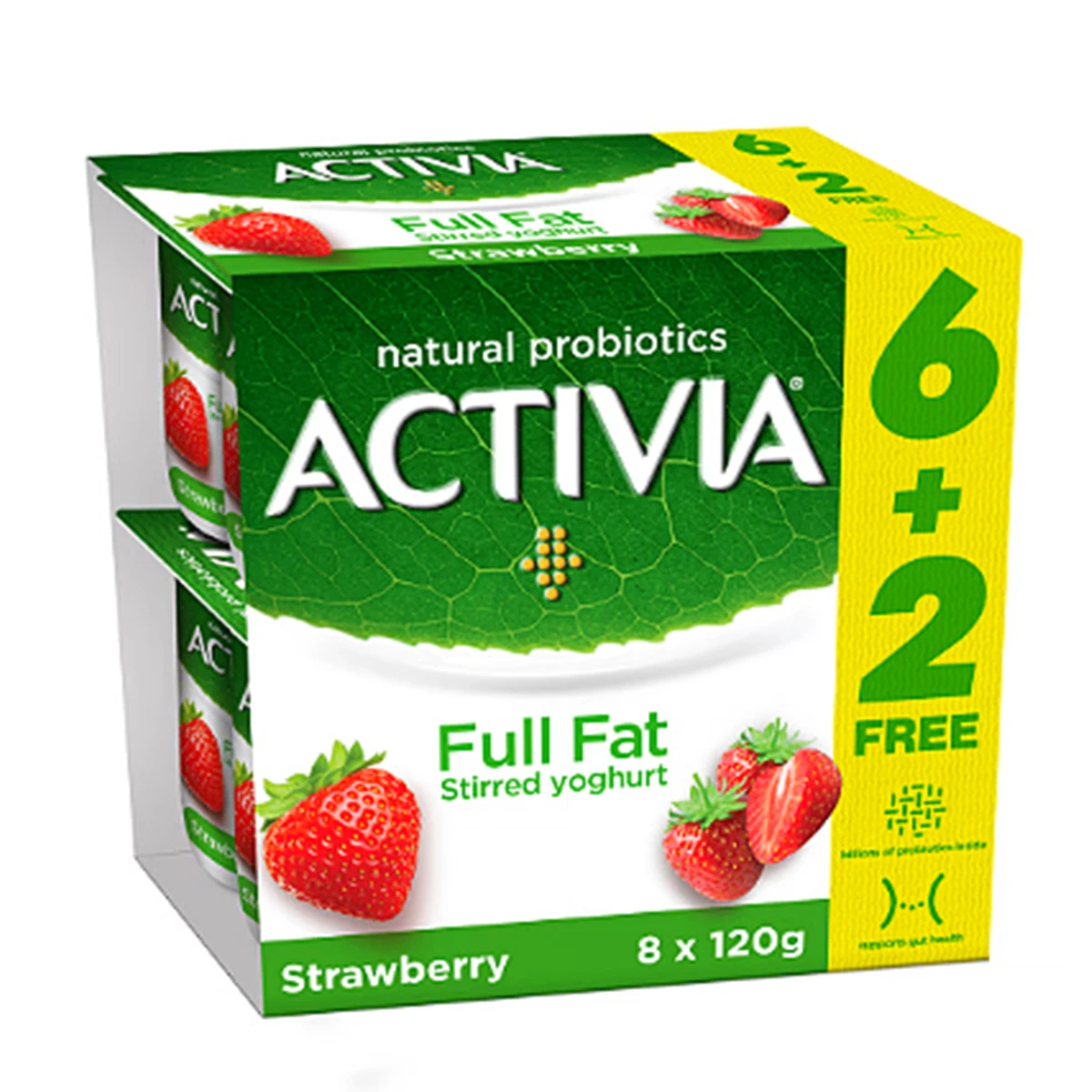 Activia Strawberry Yoghurt Full Fat 120 g 6+2 free
