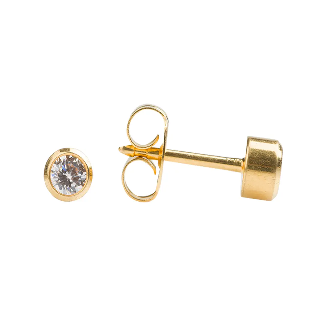 Studex Gold Plated Bezel 3mm Cz- Earrings For Sensitive Ears - view 3
