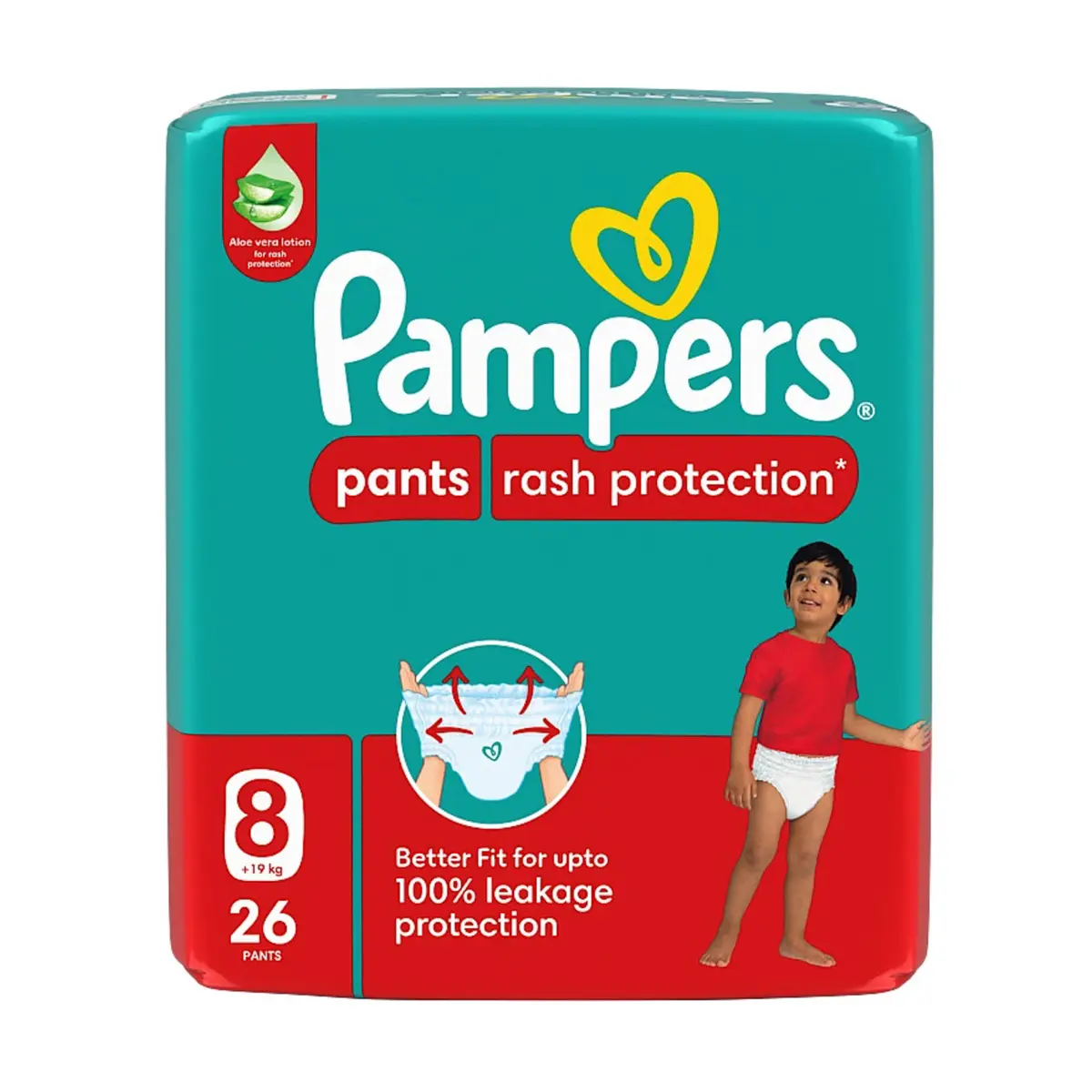 Pampers Diapers Rash Protection Pants Size 8 Aloe Vera Lotion 26 Pants - view 9