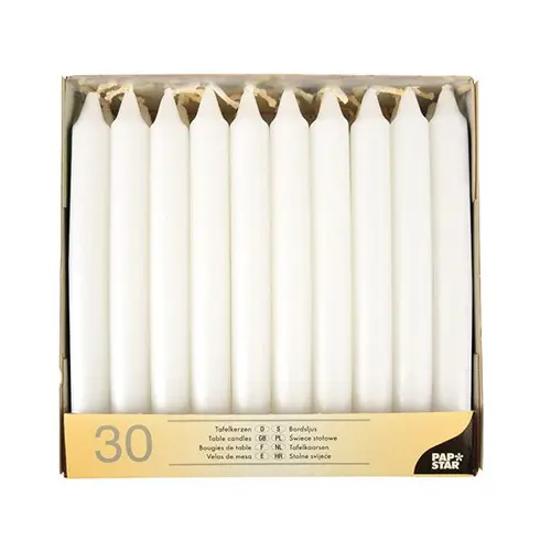Papstar Table Candles White 30 Pieces - view 1
