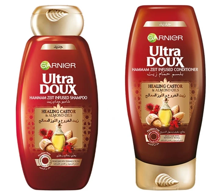Garnier Ultra Doux Healing Castor & Almond Oil Shampoo 400 Ml + Conditioner 360 Ml