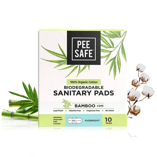 PeeSafe 100% Organic Cotton Sanitary Pads & Bamboo Core Overnight 10 Pads - view 4