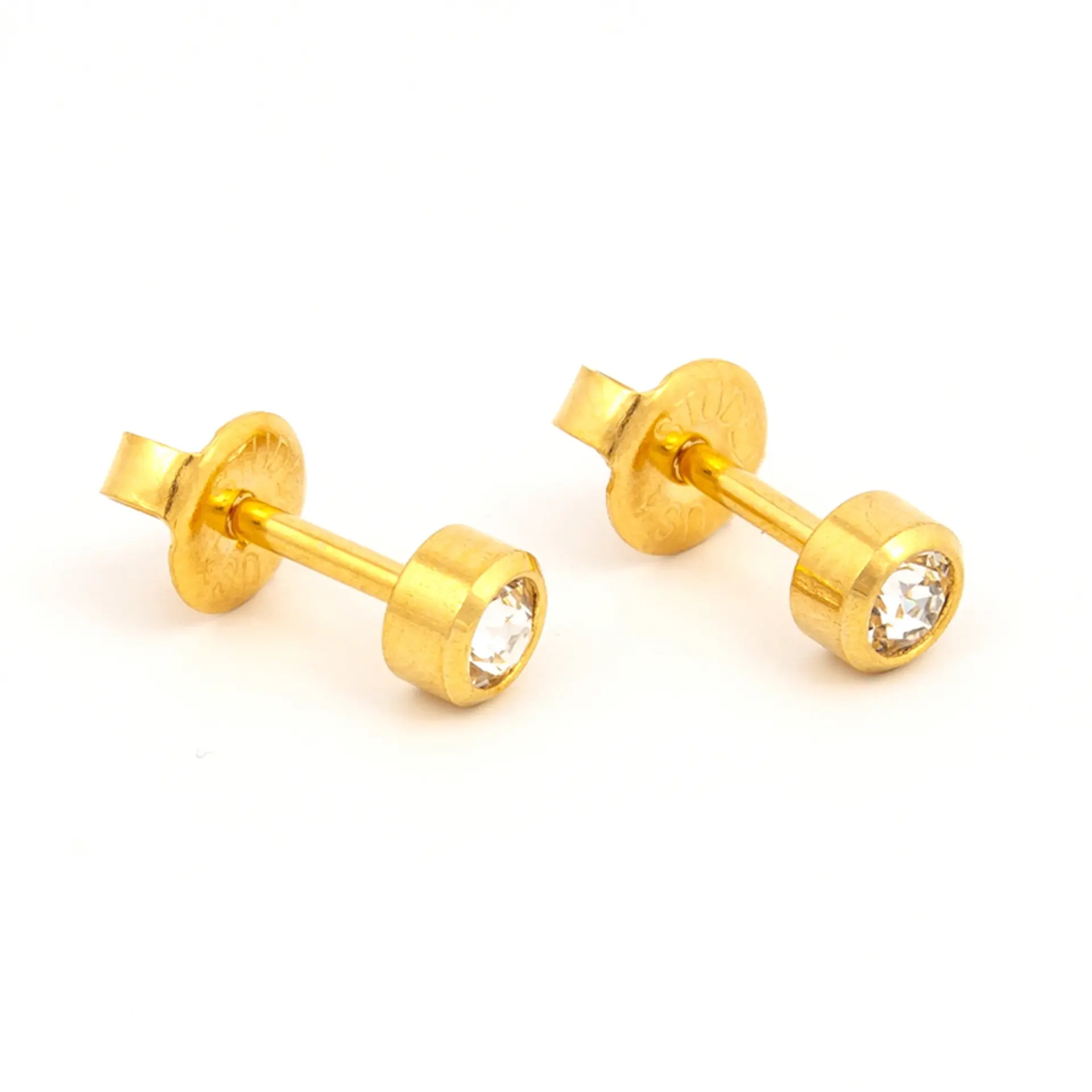 Studex Gold Plated Mini Birthstone Apr Crystal Card /Pr- Earrings For Sensitive Ears - view 2