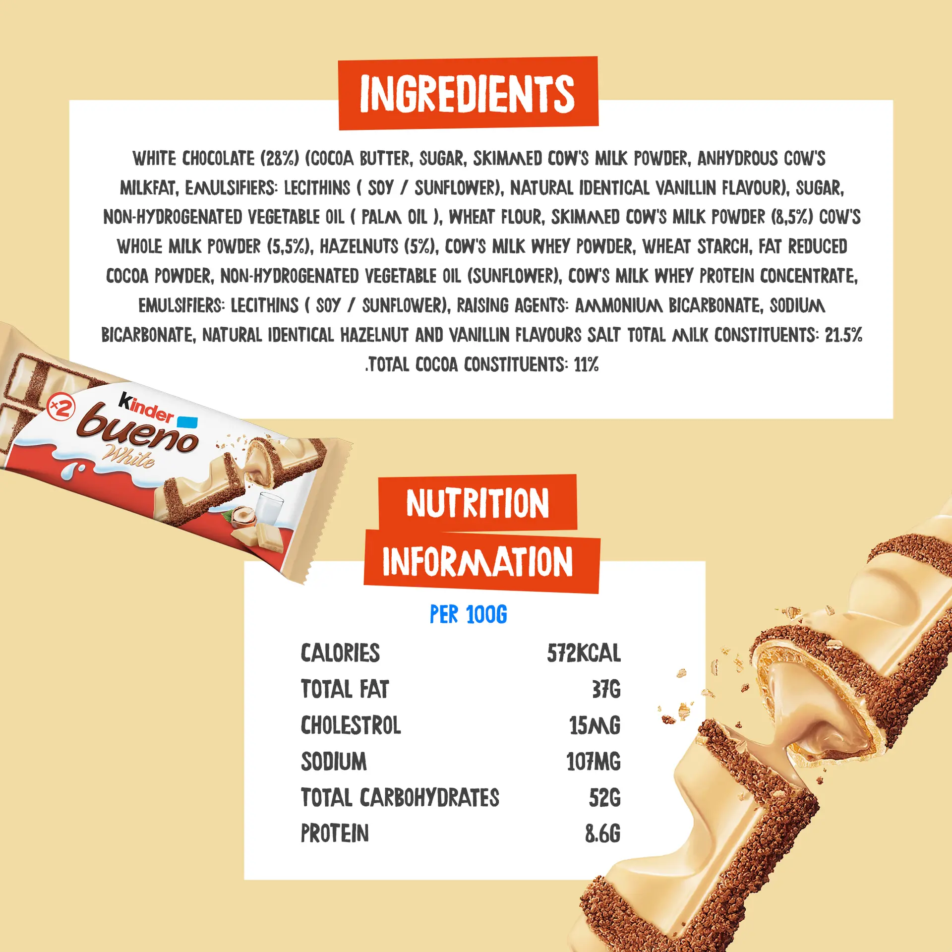 Kinder Bueno White Chocolate Bar 2 Bars 39 gm - view 4