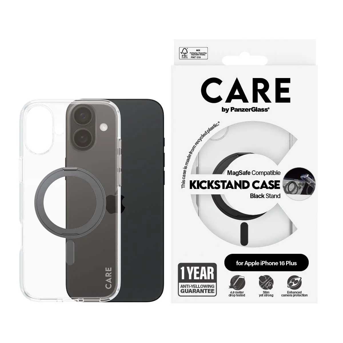Panzerglass Feature Case Transparent With  Black Kickstand and  Magsafe Iphone 16 Plus - view 4