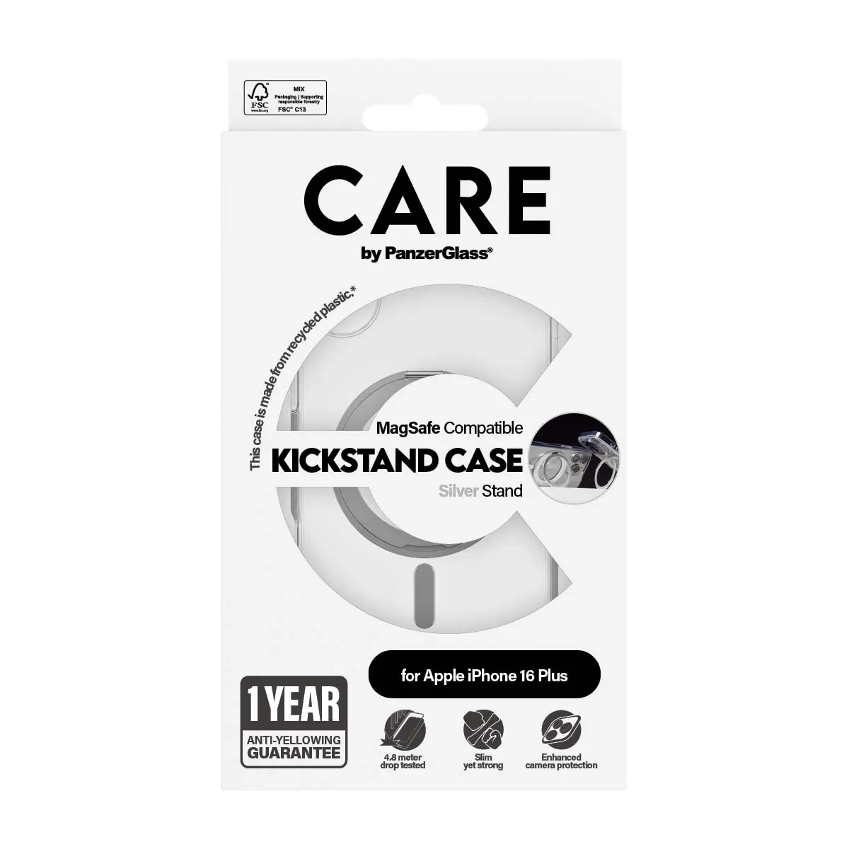 Panzerglass Feature Case Transparent With  Silver Kickstand and  Magsafe Iphone 16 Plus - view 4