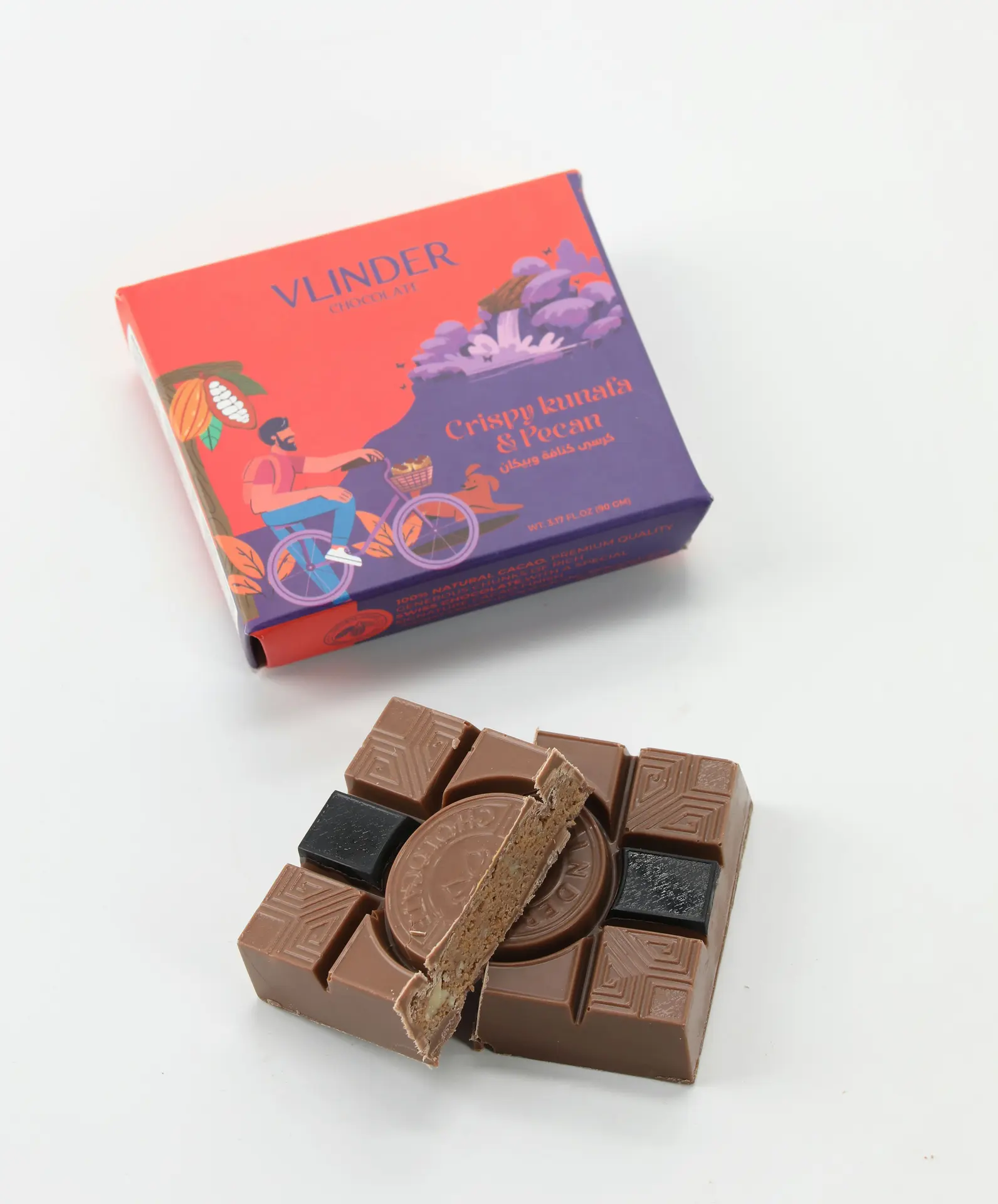 Vlinder Crispy Kunafa & Pecan Chocolate Bar Dubai Trend 90 gm - view 6