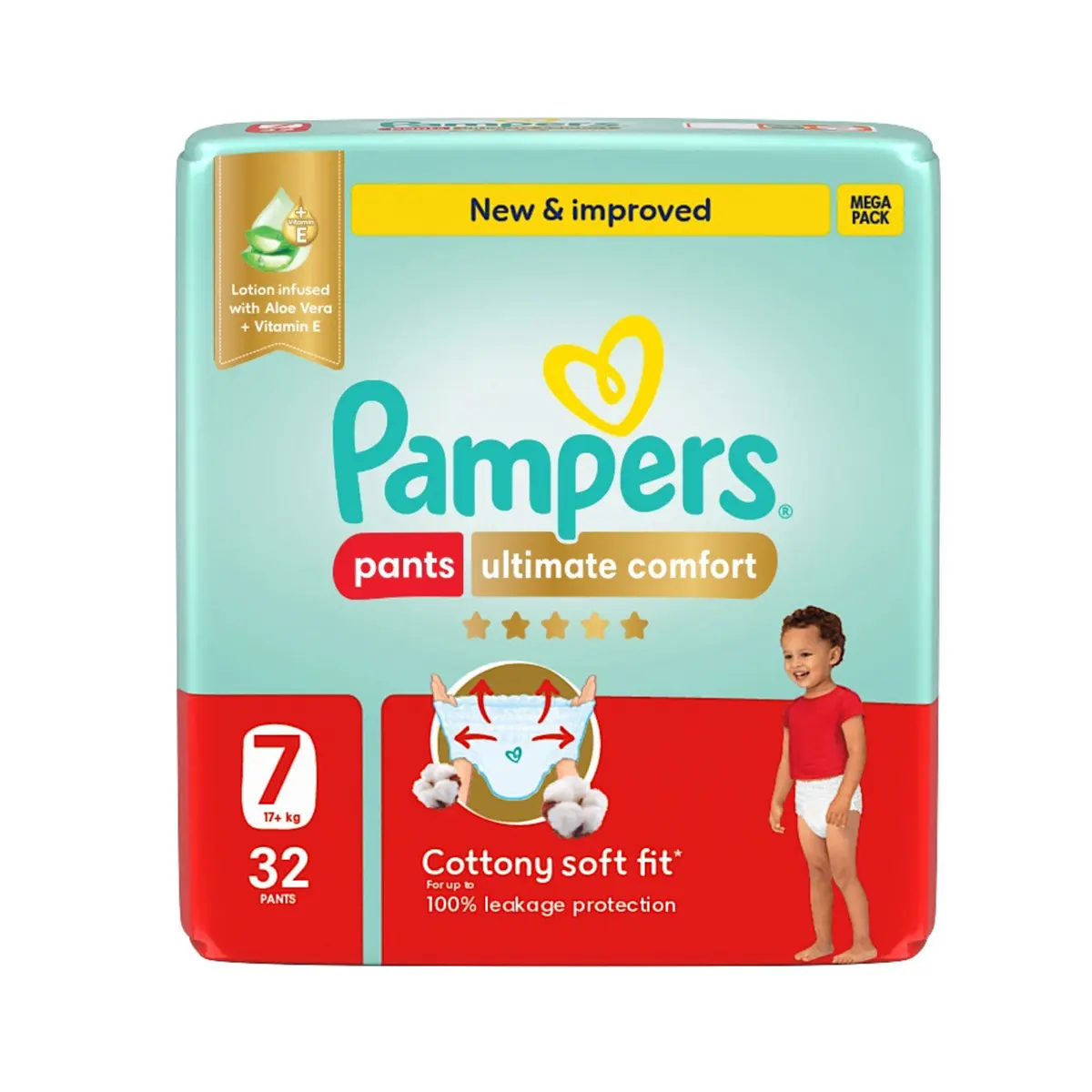 Pampers Diapers Ultimate Comfort Pants Size 7 Aloe Vera Lotion & Vitamin E 32 Pants  - view 10