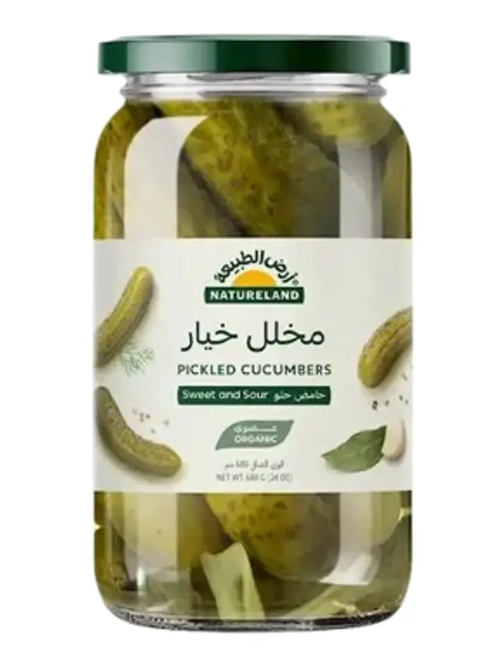 Natureland Organic Pickled Cucumbers Sweet And Sour 680 Gm - view 1
