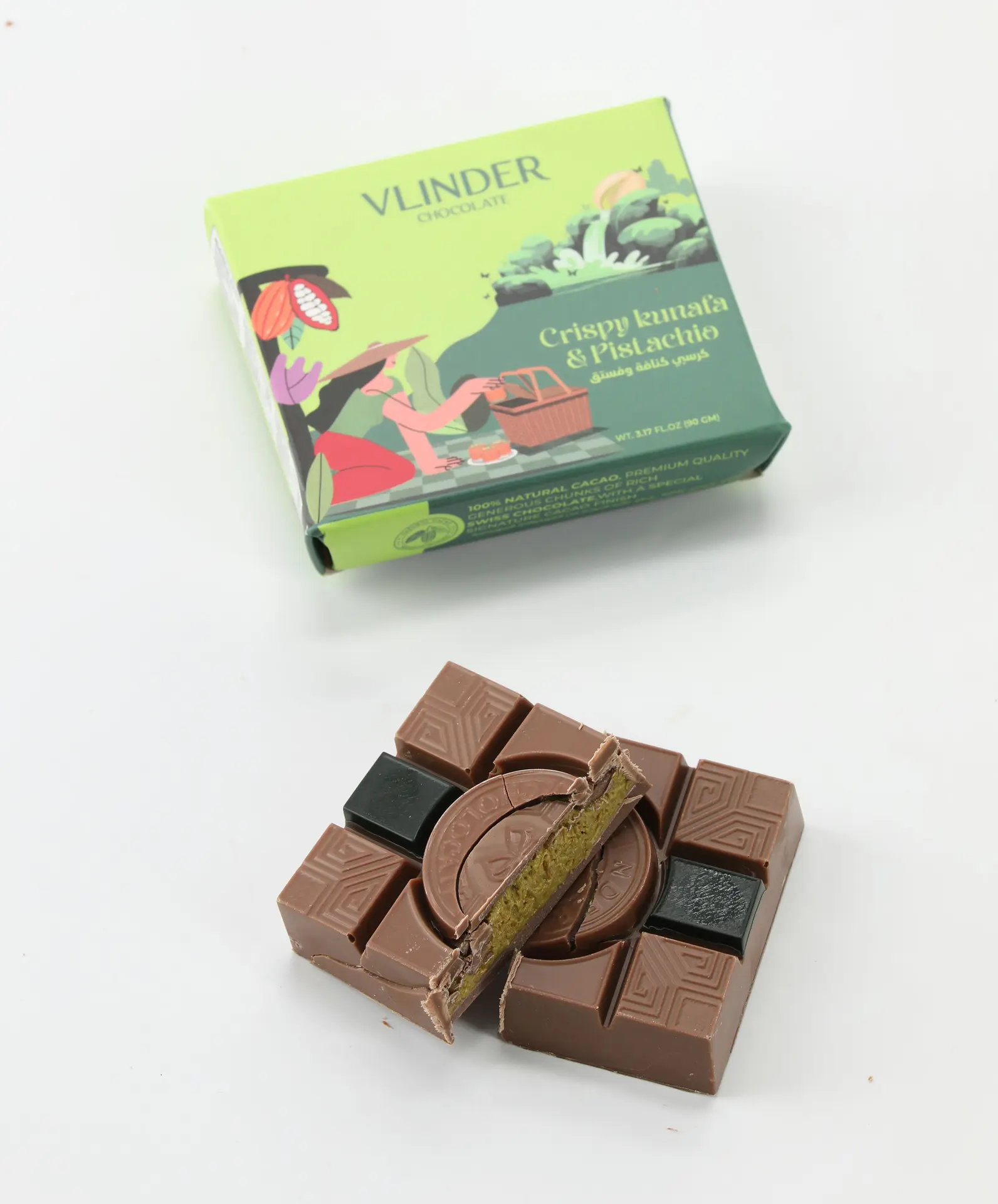 Vlinder Crispy Kunafa & Pistachio Chocolate Bar Dubai Trend 90 gm - view 5