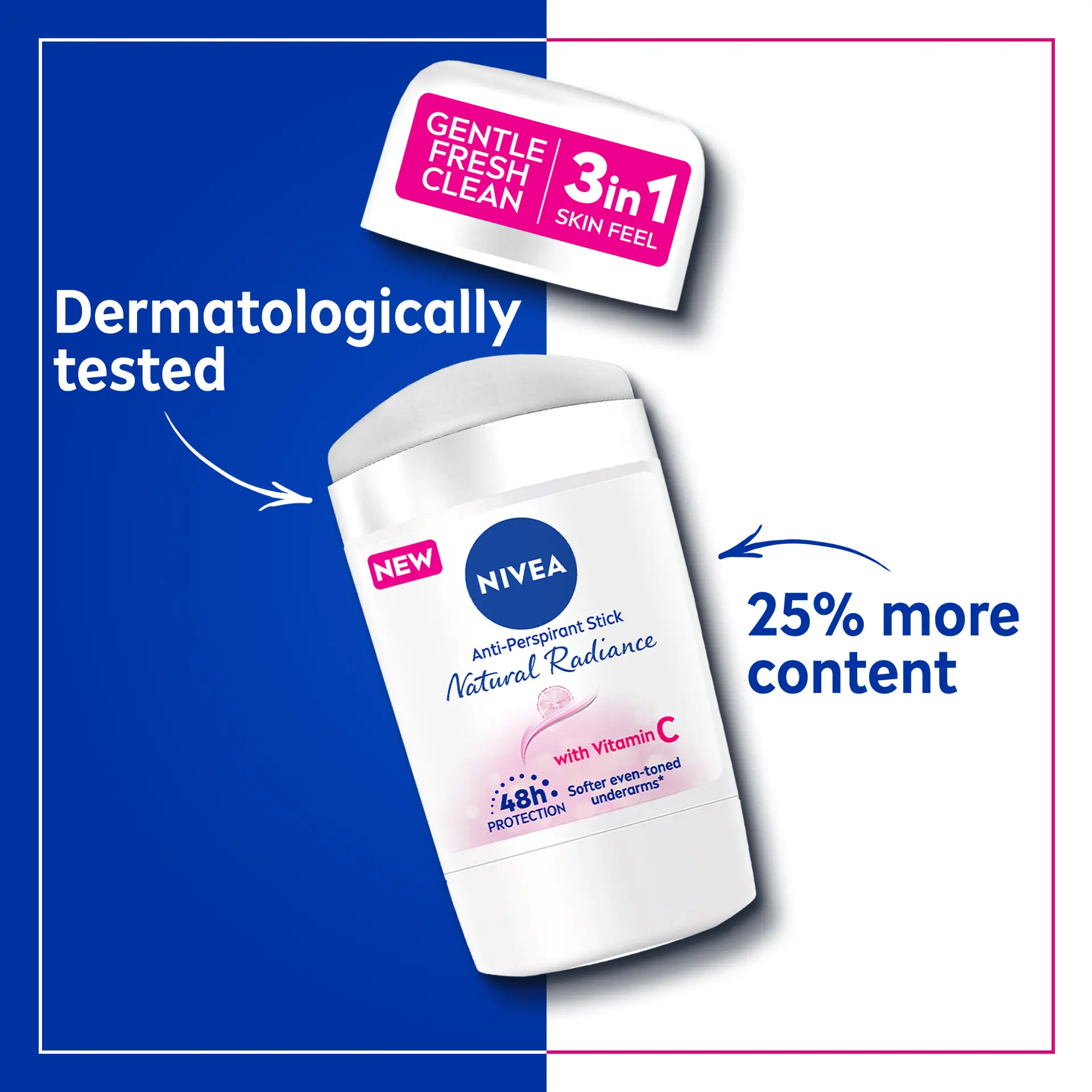 NIVEA Antiperspirant Stick for Women 48h Protection Natural Radiance Vitamin C 50 ml - view 3