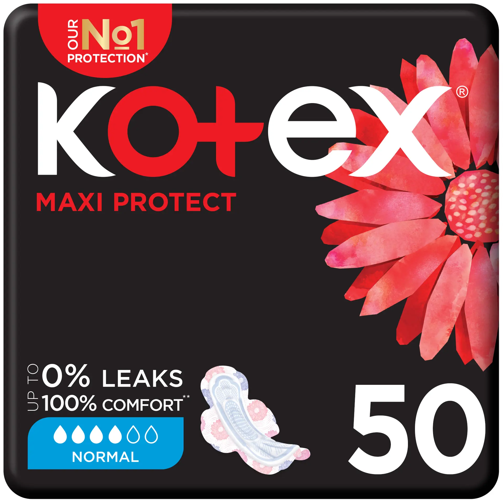 Kotex Maxi Sanitary Pad With Wings Normal 50 Pads - view 1