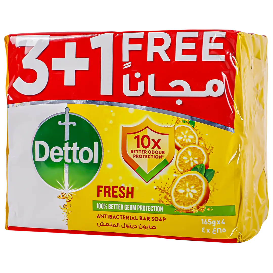 Dettol Fresh Anti Bacterial Bar Soap 165 gm Pack Of 4 - view 1