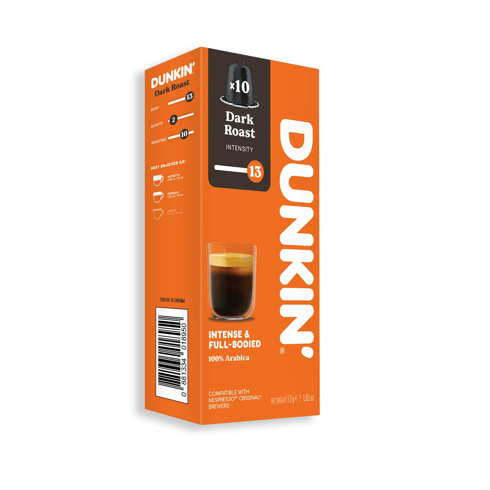 Dunkin Nespresso Coffee Capsules Dark Roast 10 Capsules - view 2