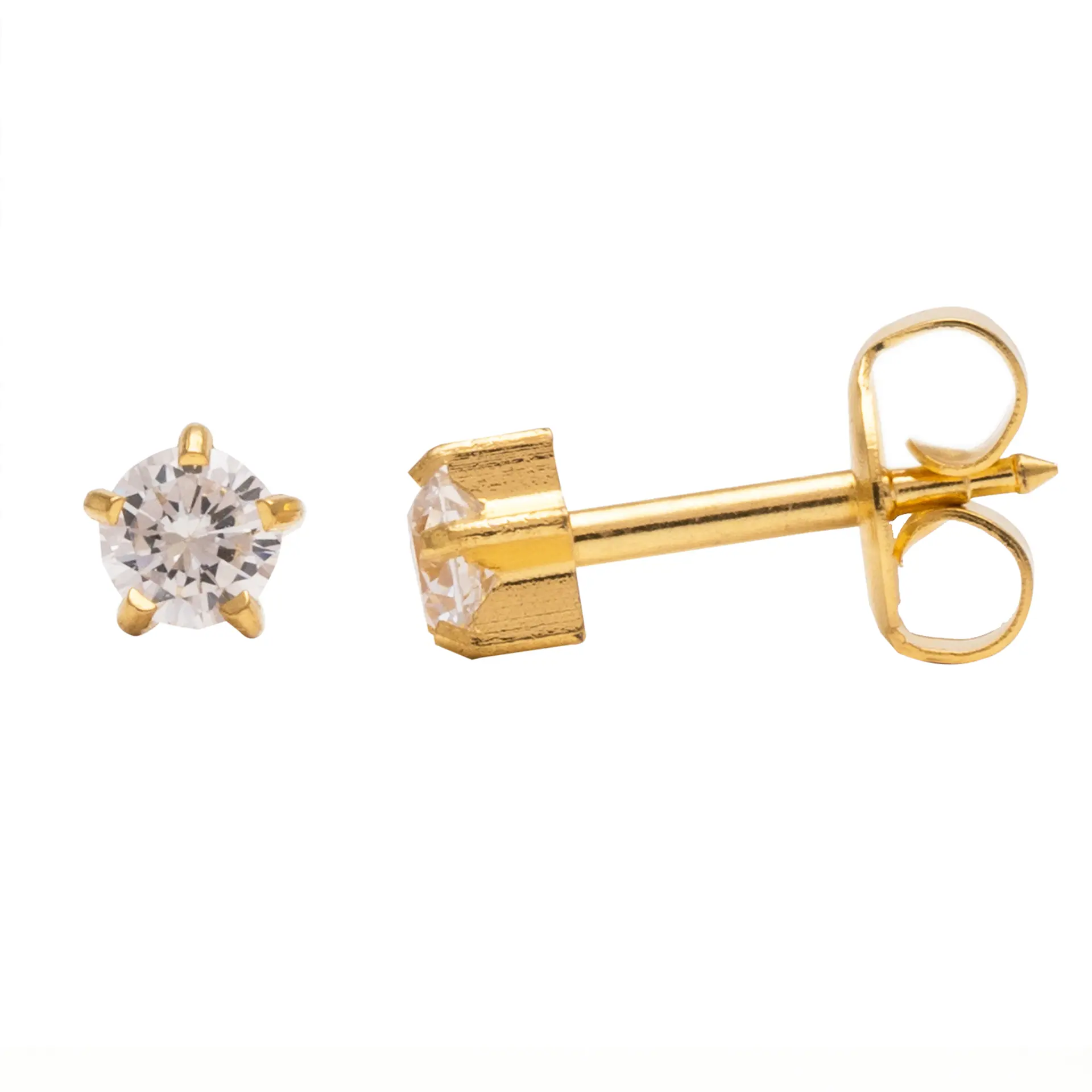 Studex Regular Cubic Zirconia Gold Plated- Earrings For Sensitive Ears - view 3