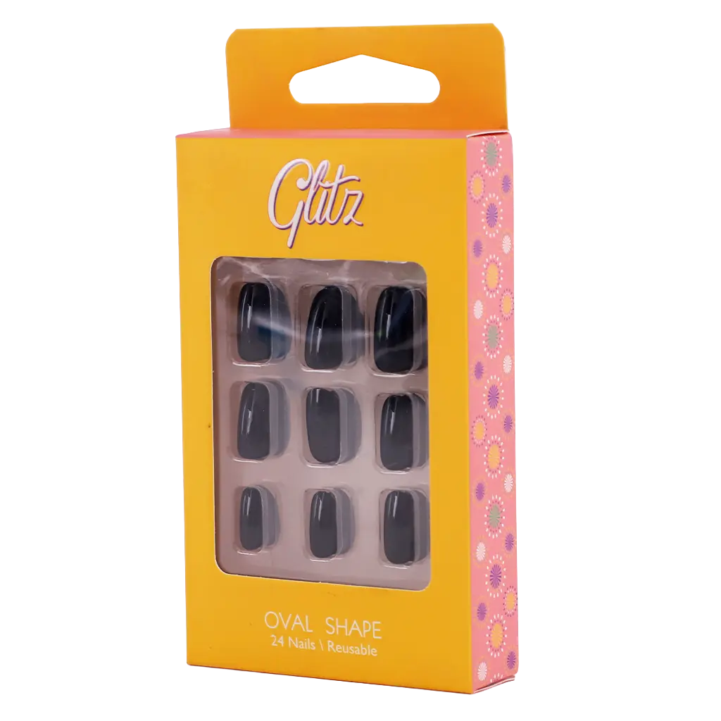 Glitz Press On Nails Oval Black#7 - view 3