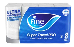Fine Super Kitchen Paper Towel 60 Sheets 3Ply Pack 8 Rolls