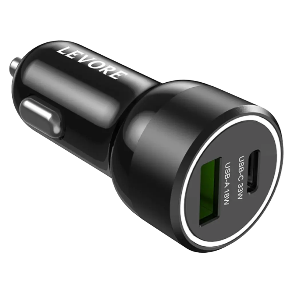 Levore Car Charger 51W USB-C Pd And 1Xusb-A Qc3 Port Black - view 1