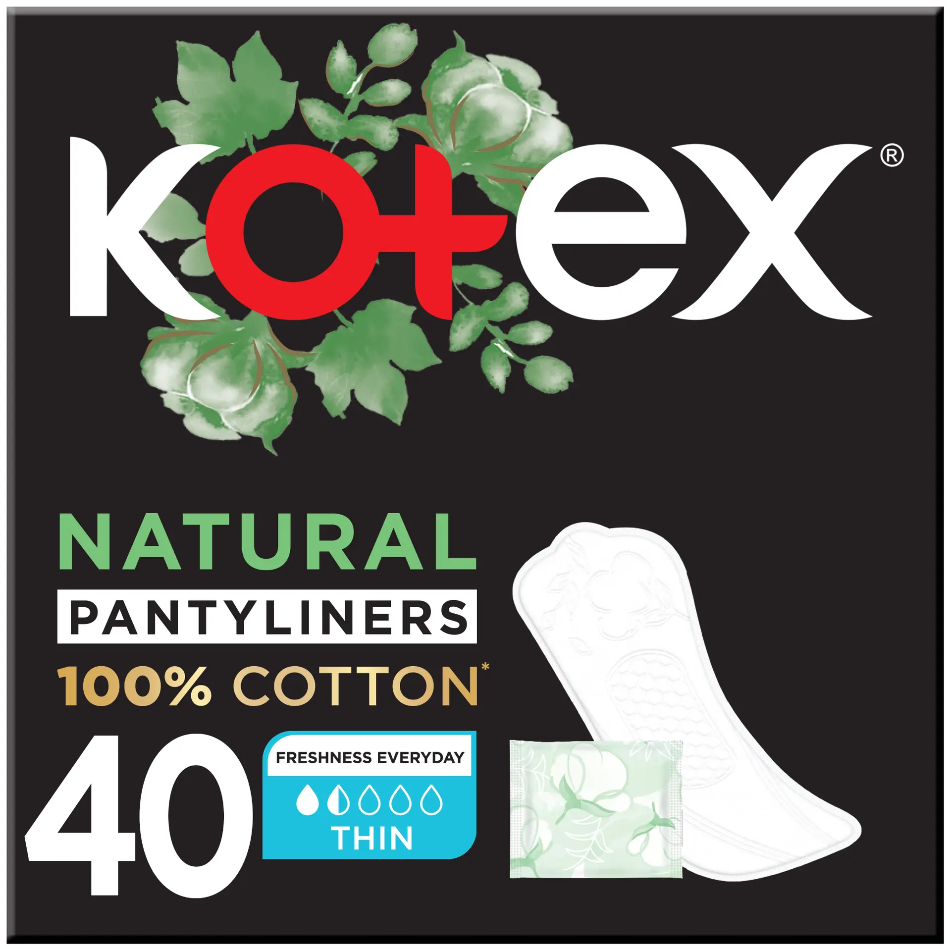 Kotex Natural Panty Liners Thin Size 40 Daily Panty  - view 2