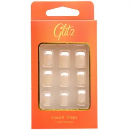 Glitz Press On Nails Square French Nude 13