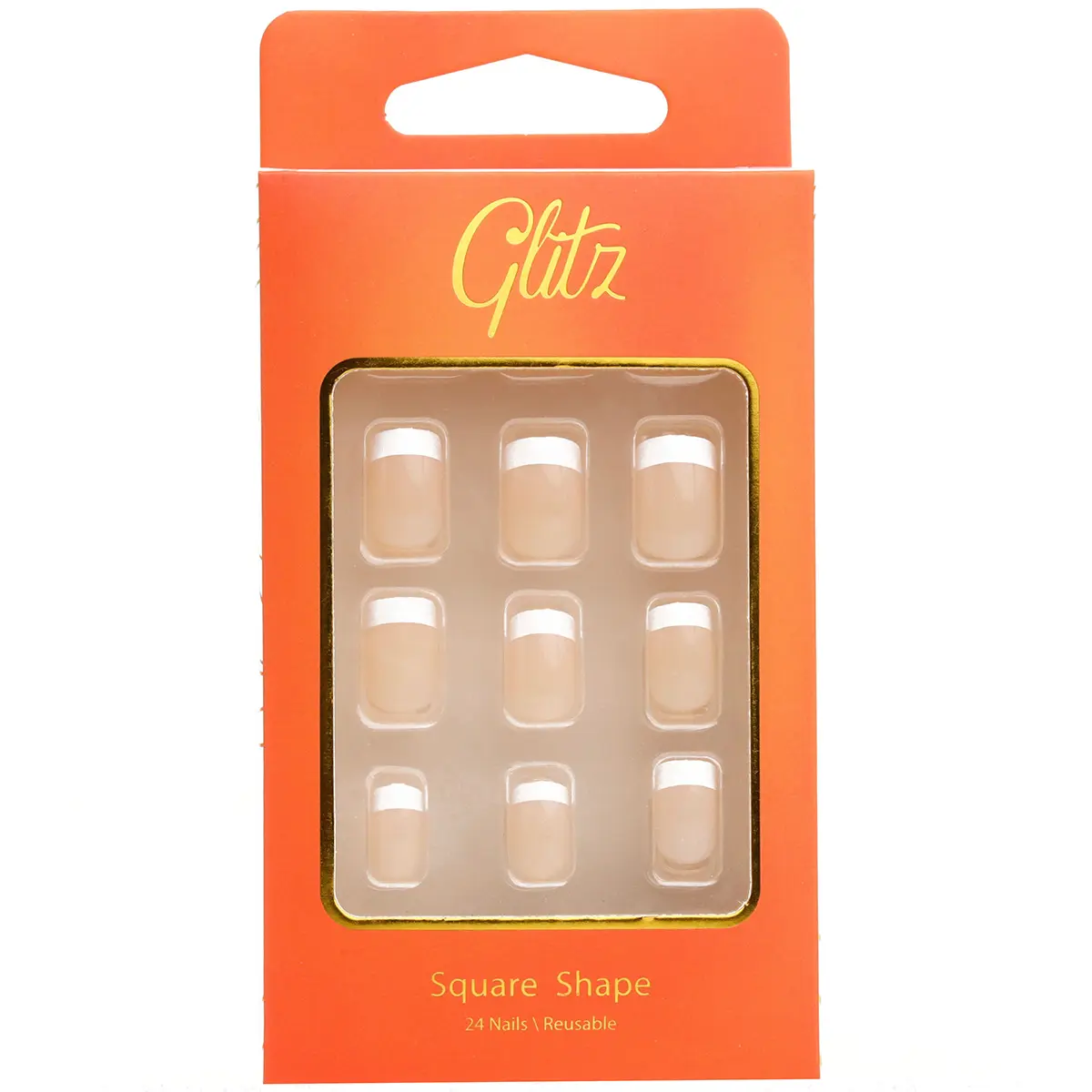 Glitz Press On Nails Square French Nude 13 - view 1