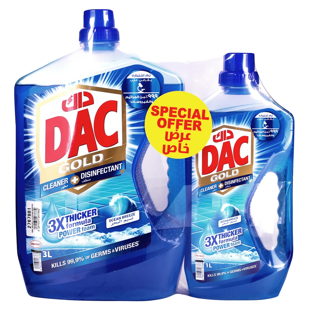 Dac Gold Disinfectant Cleaner Ocean Breeze 3L+1L