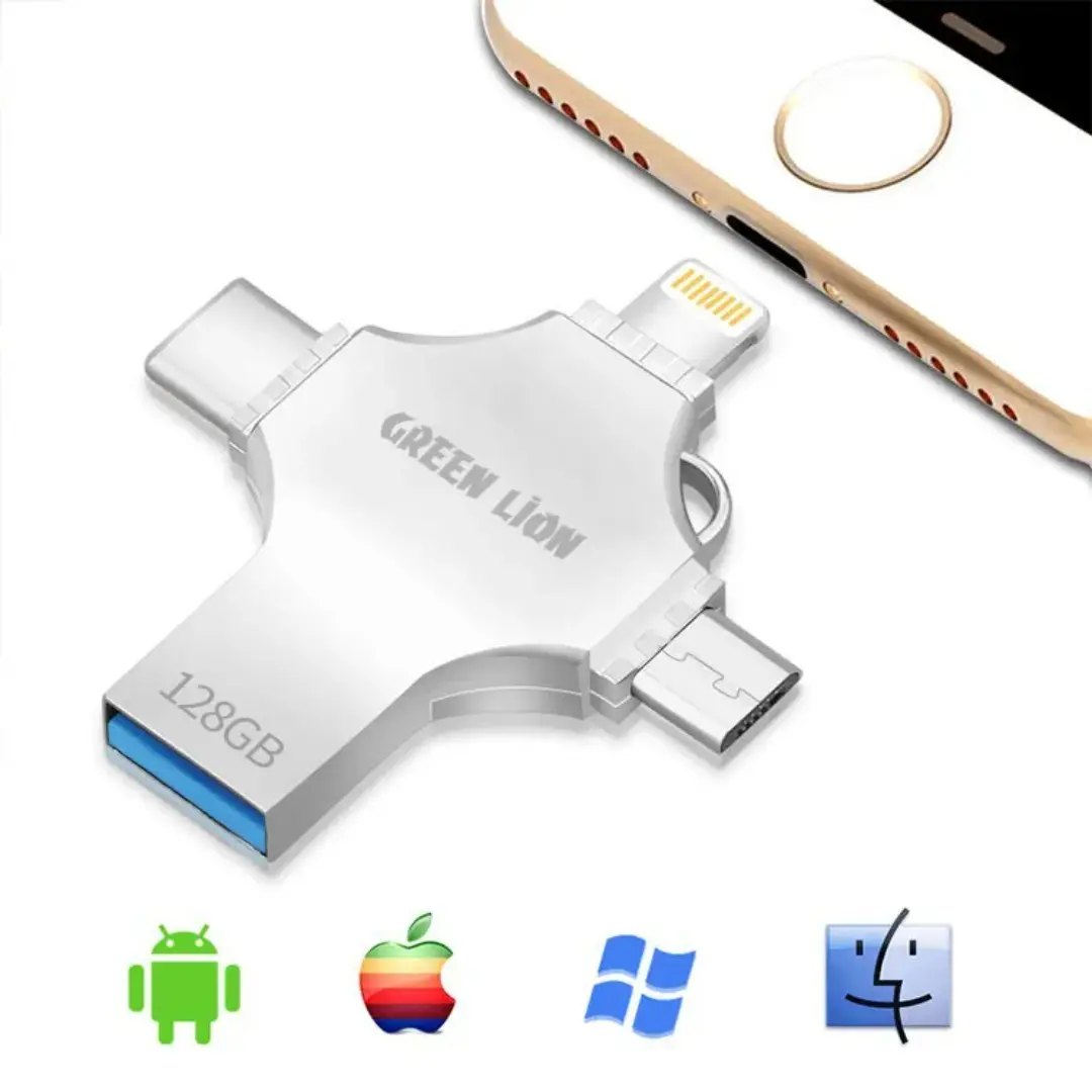 Green Lion 4 In 1 Usb Flash Drive 128Gb Silver - view 5