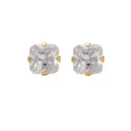 Studex Gold Plated Tif 5*5 Mm C/z Princess Cut- Earrings For Sensitive Ears