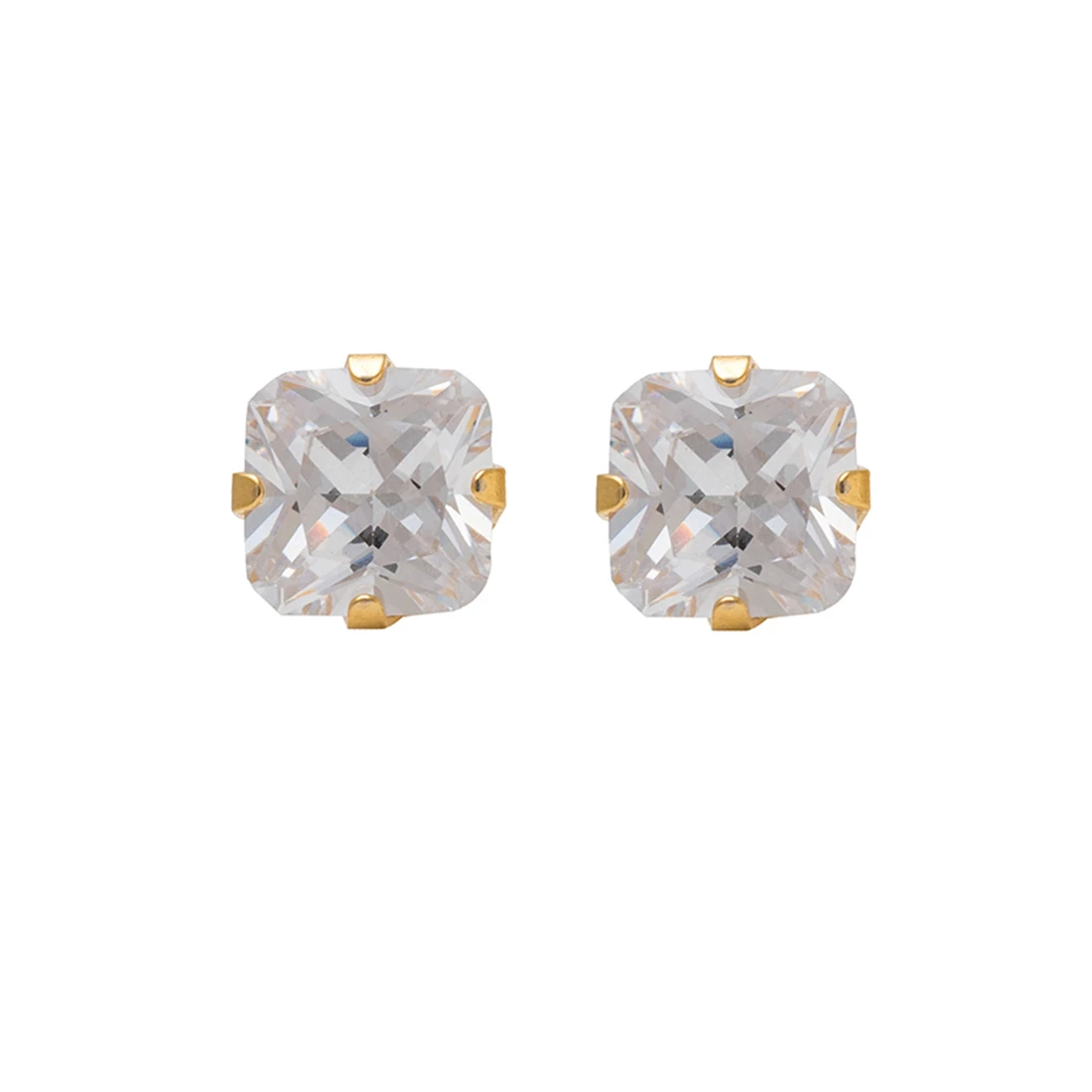 Studex Gold Plated Tif 5*5 Mm C/z Princess Cut- Earrings For Sensitive Ears