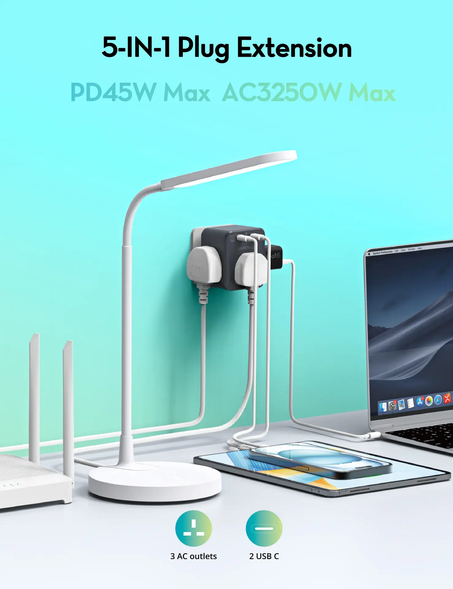 Ravpower Power Strip Pd45W With 2C 3Ac Ports - view 8