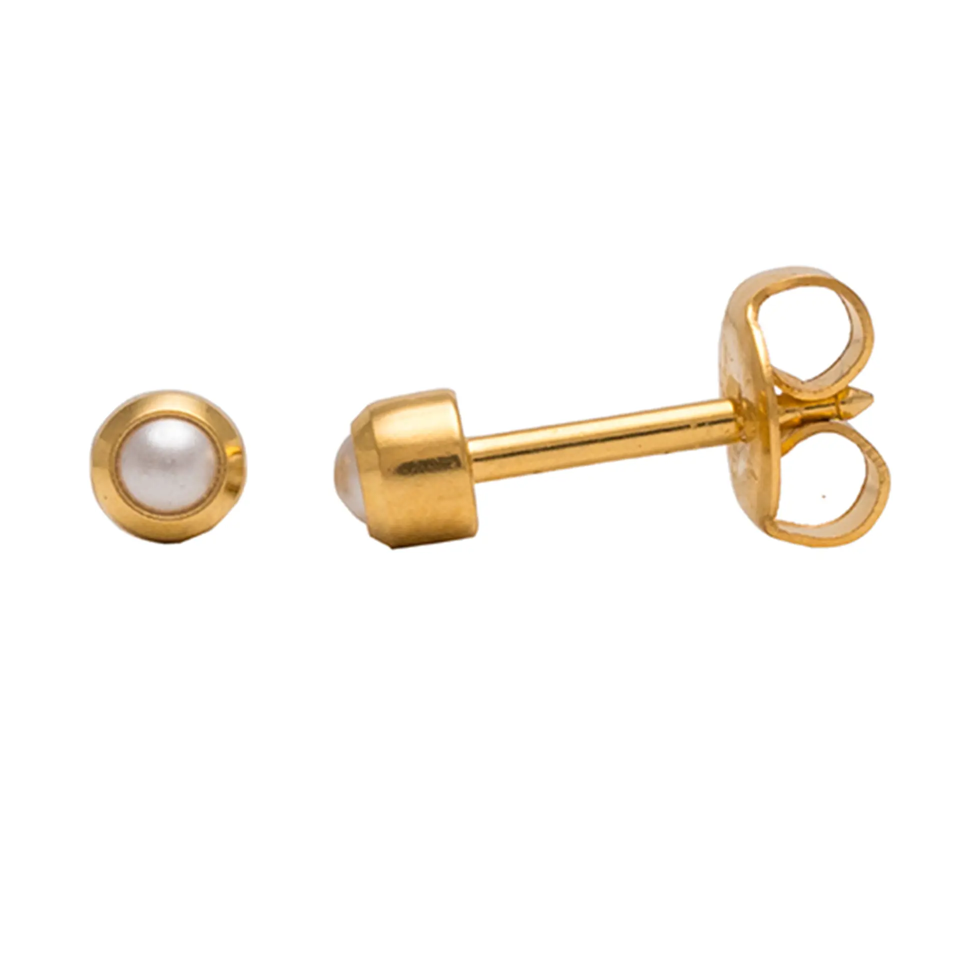Studex Gold Plated Reg White Pearl Card /Pr- Earrings For Sensitive Ears - view 3