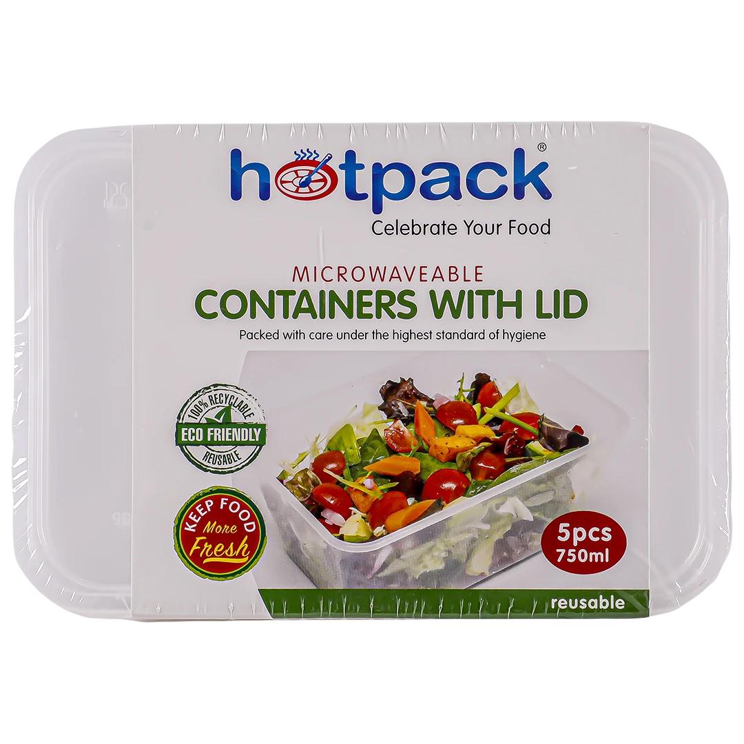 Hotpack Microwave Container Rectangular 750ml 5Pcs