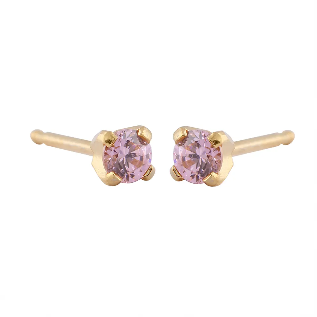 Studex Gold Plated Tiffany 3mm Cz Pink- Earrings For Sensitive Ears - view 4