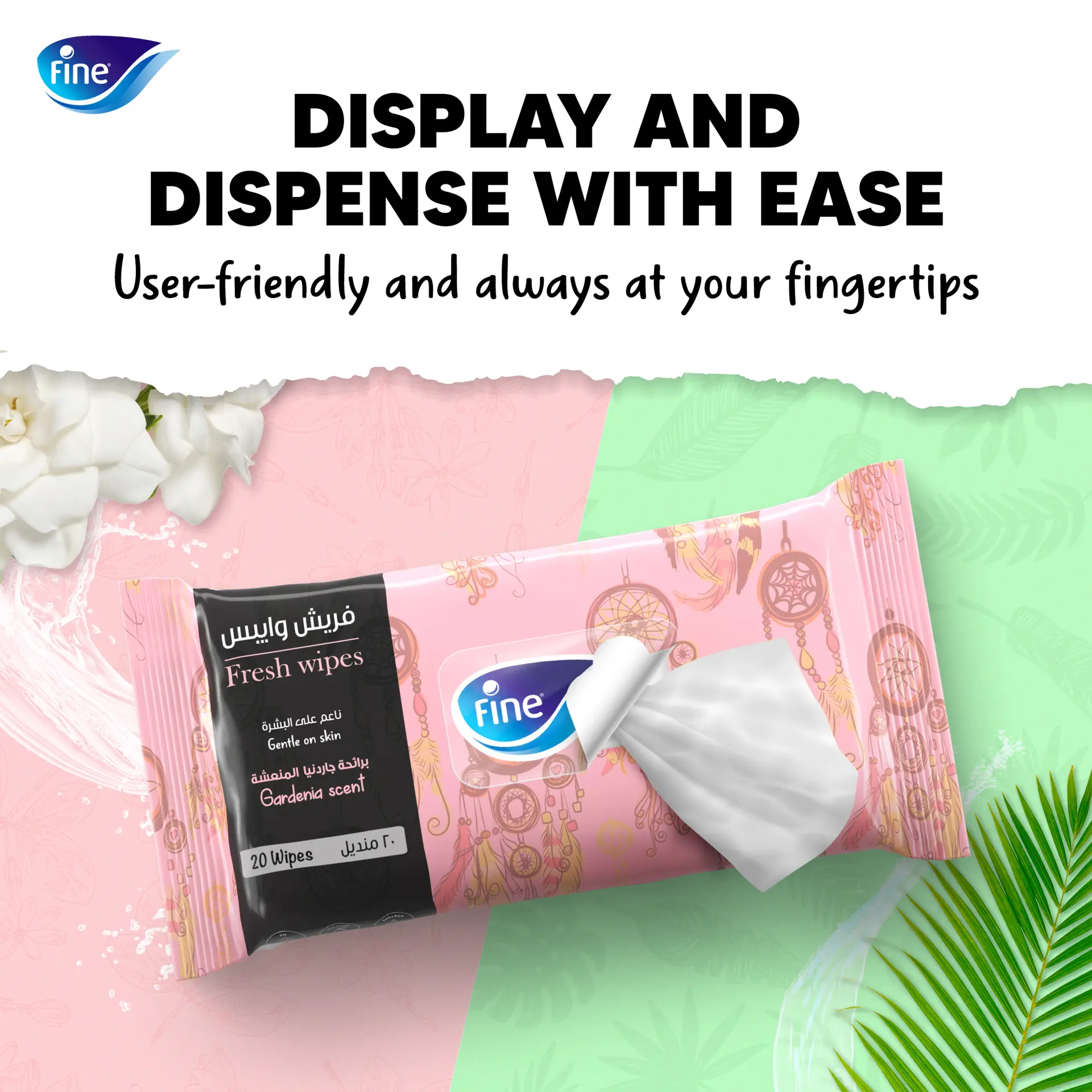 Fine Fresh Wipes Tropical and Gardenia Scent Pack 8 pcs  20 Wipes - view 4