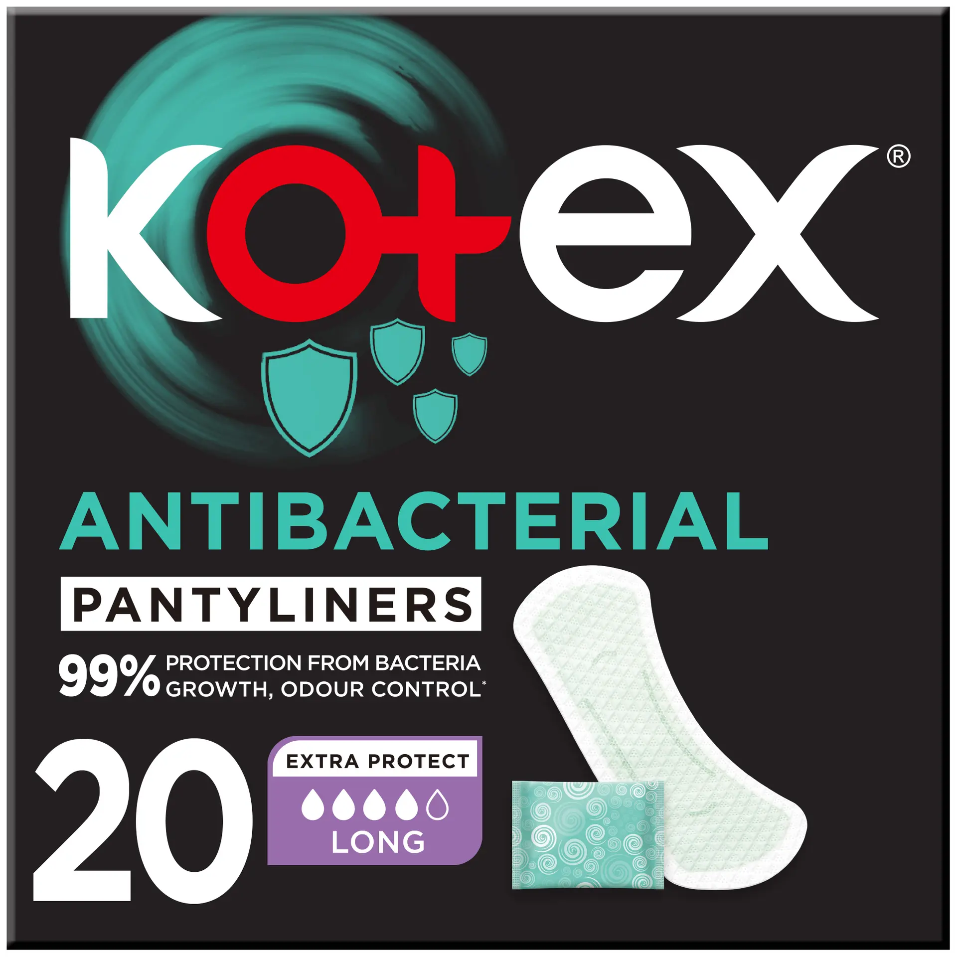 Kotex Antibacterial Panty Liners  Size 20 Daily Panty - view 2