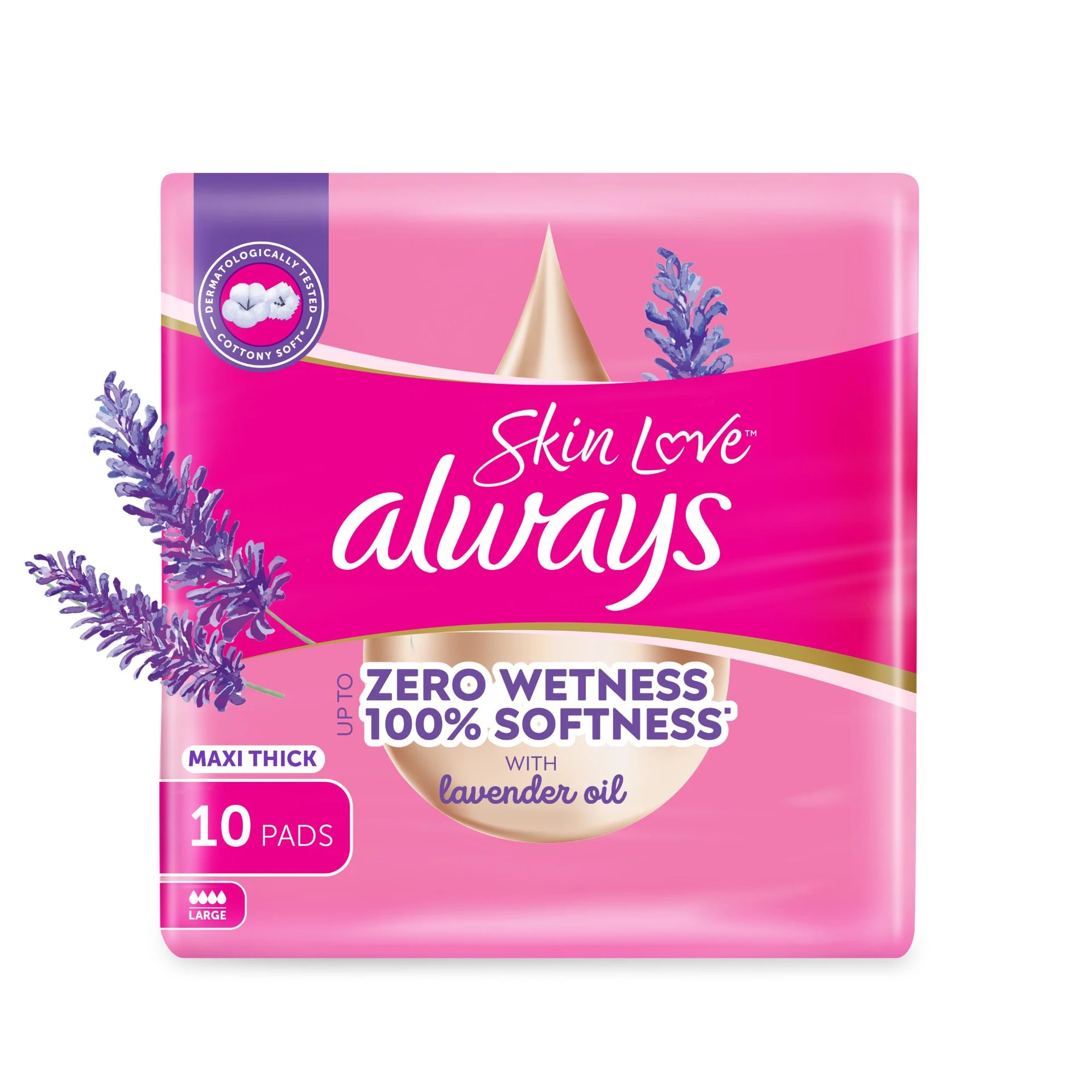 Always Skin Love Up To Zero Wetness 100% Softness Maxi Thick 10 Pads