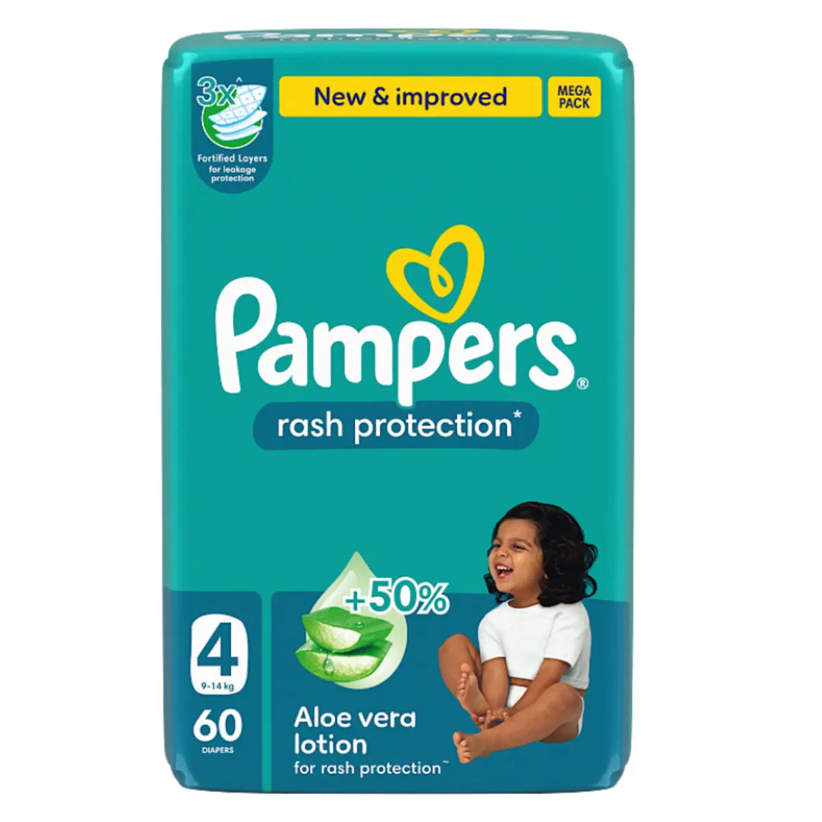 Pampers Diapers Rash Protection Taped Size 4 Aloe Vera Lotion 60 Diapers - view 2