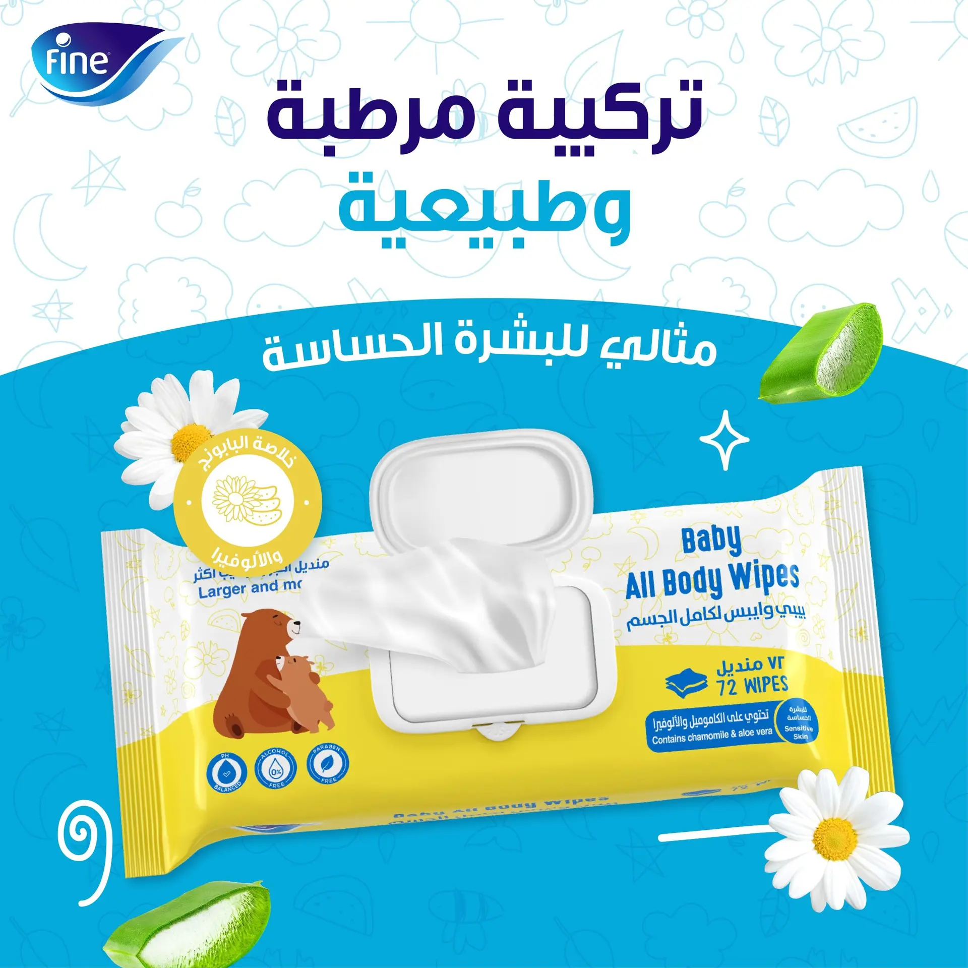 Fine Baby Lotion Wipes 72 wipes - view 3