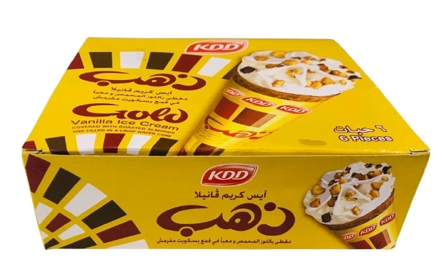 كي دي دي ذهب آيس كريم فانيلا فى قمع بسكويت 6 × 124 مل