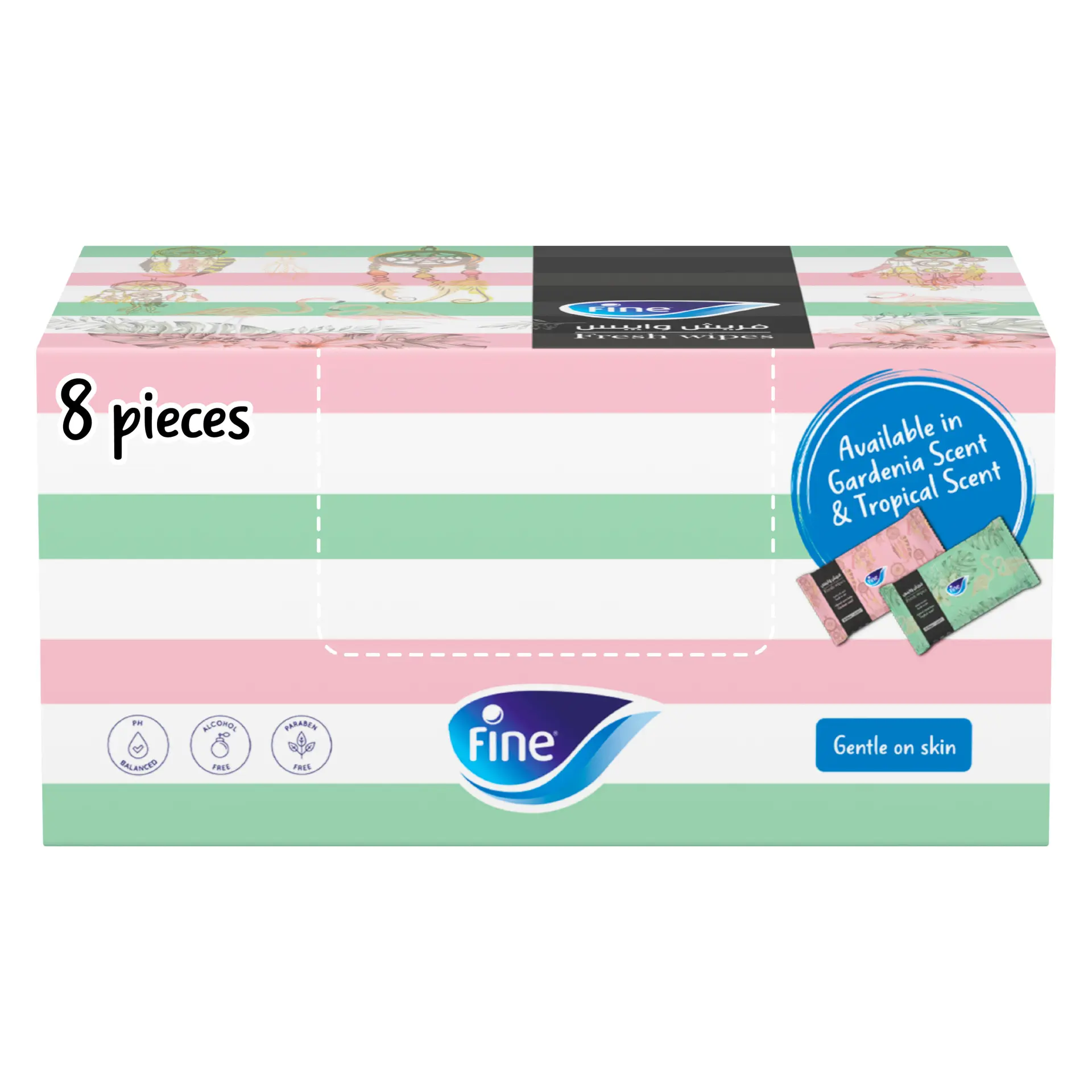 Fine Fresh Wipes Tropical and Gardenia Scent Pack 8 pcs  20 Wipes - view 2