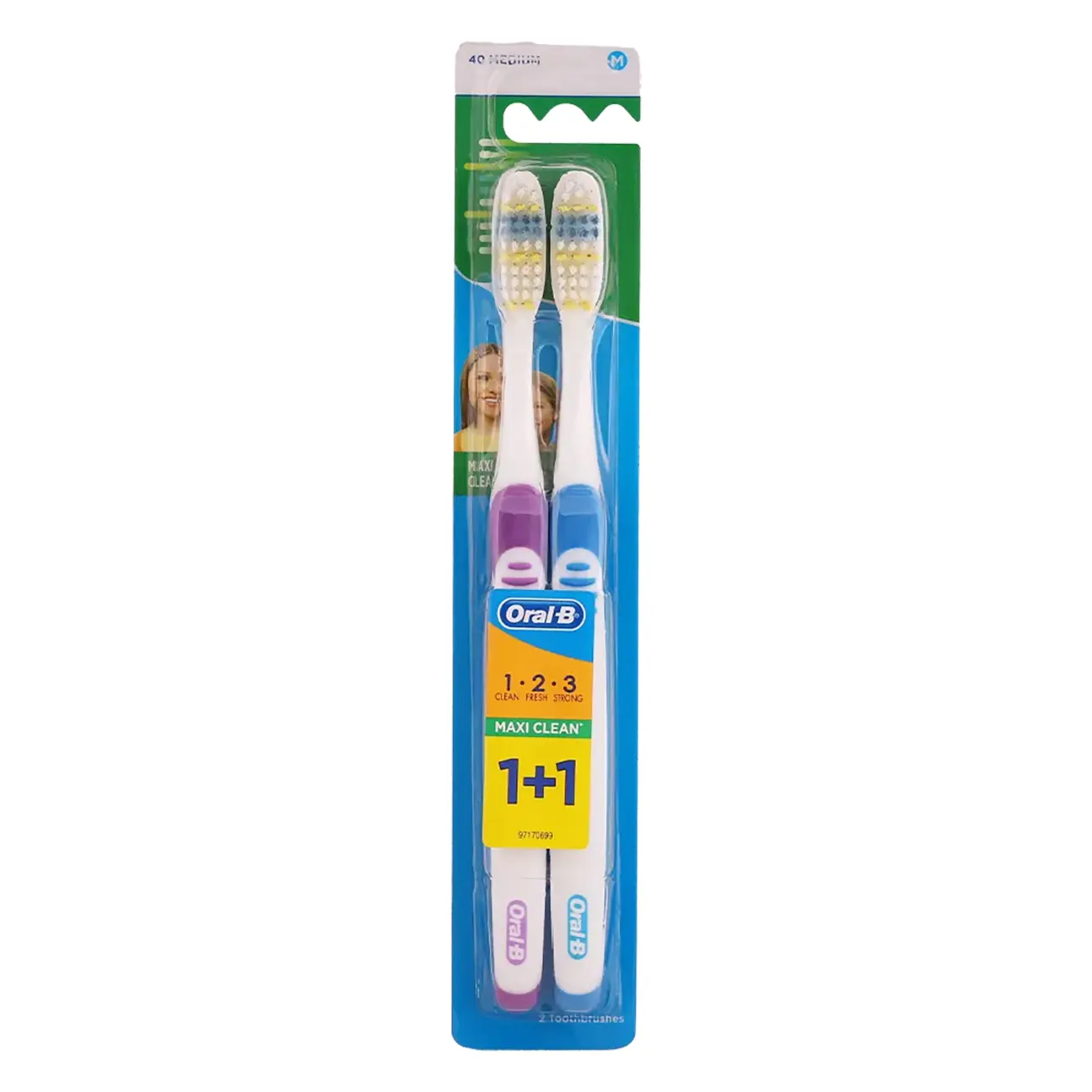 Oral B Toothbrush Maxi Clean Medium 1 + 1 Free - view 1